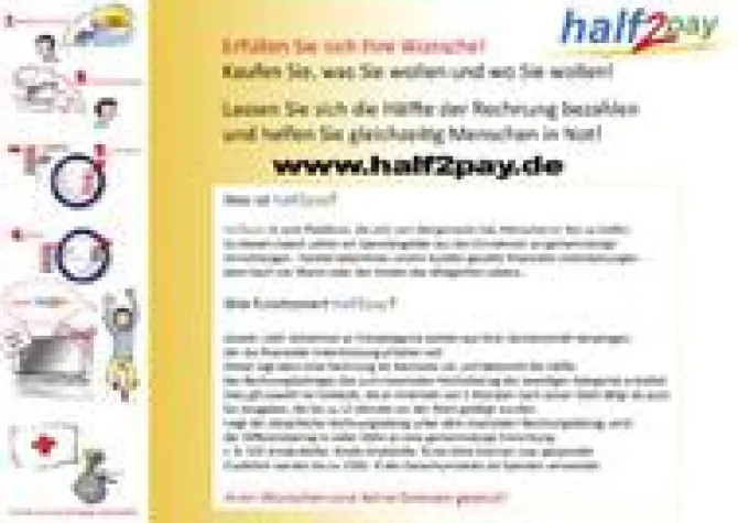 Bild: half2pay - Eine neue Plattform im SocialNetwork hilft den Schwachen