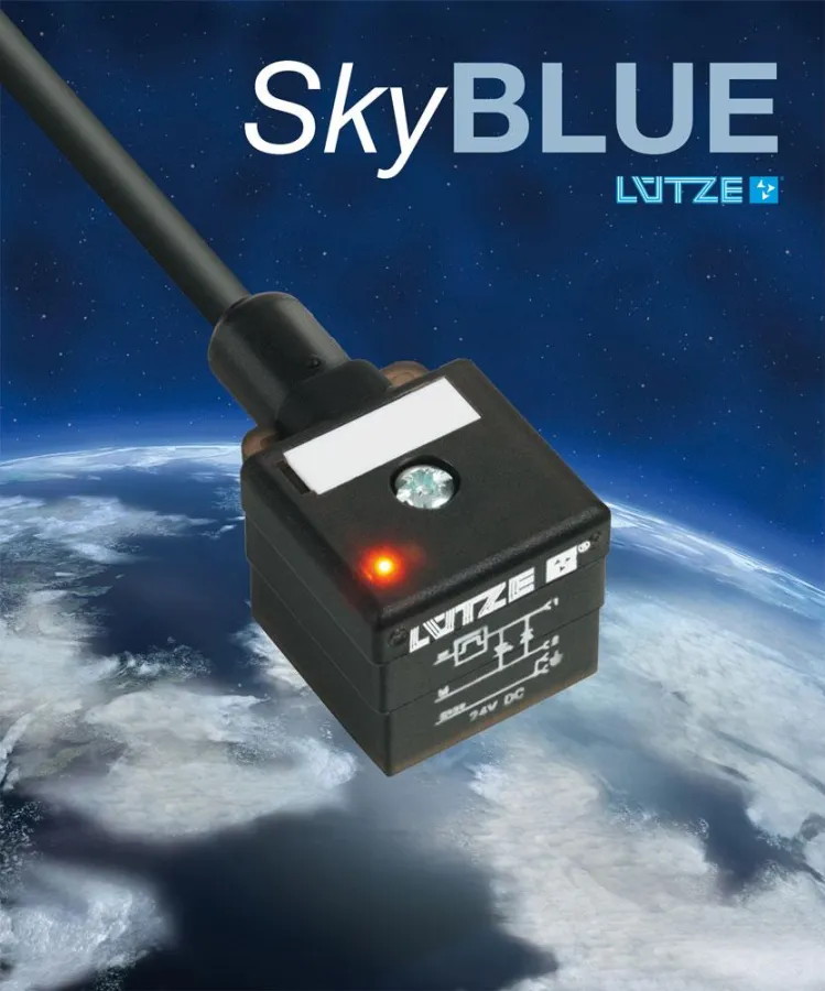 LÜTZE Ventilstecker und Energiereduzierer. In umspritzter Bauform erfüllt er die Schutzart IP 67