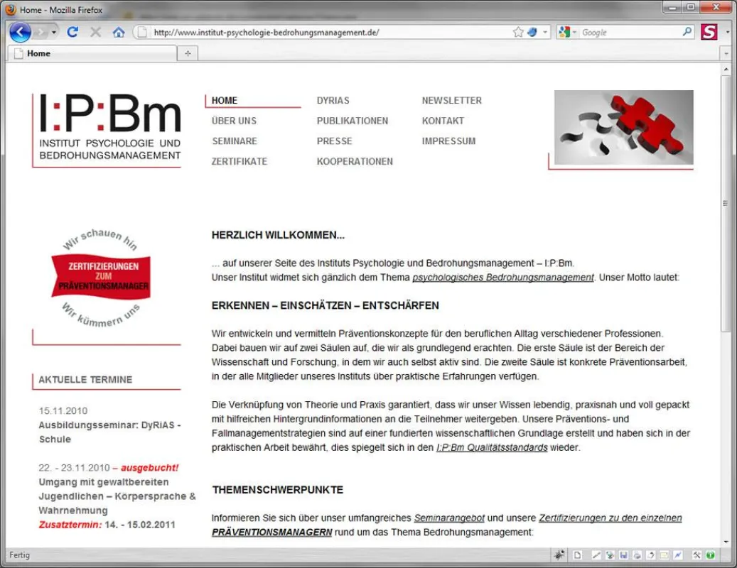 Homepage des IPBm Darmstadt auf neuer technischer Basis - Überarbeitetes Webdesign und Joomla für einfache Pflege von Inhalten