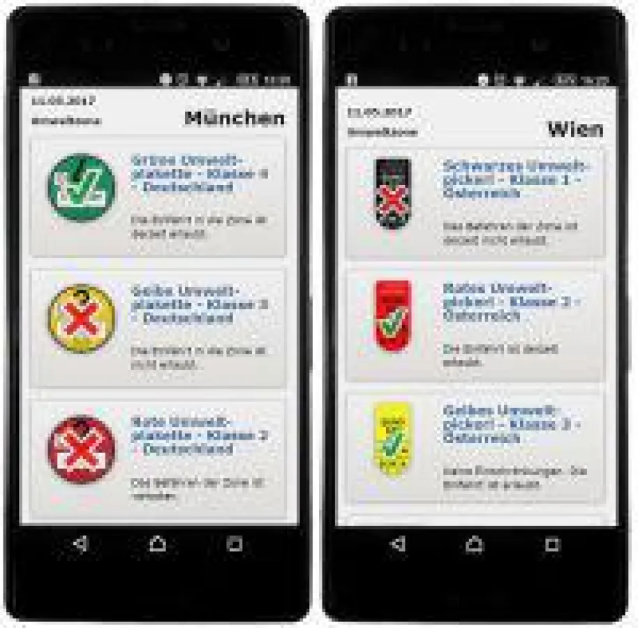 reen-Zones-App - Europäische Umweltzonen