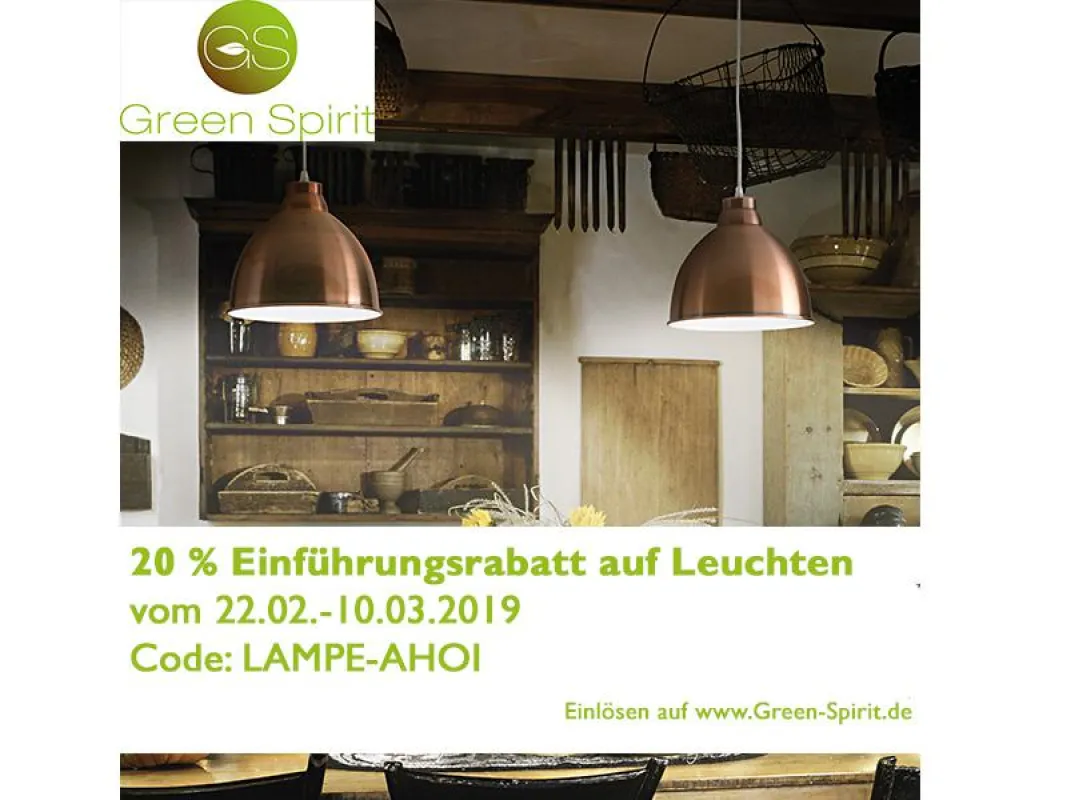 Rabattaktion zur Einführung der Leuchten ins Sortiment Green-Spirit.de