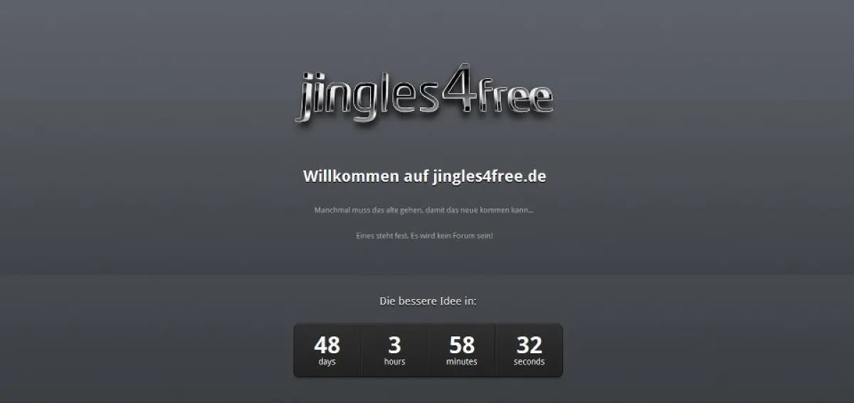 Aktueller Screenshot der Website jingles4free.de