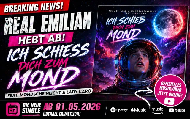 Bild: “Ich Schieß Dich Zum Mond” Real Emilian hebt ab & explodiert jetzt mit offiziellem Musikvideo!