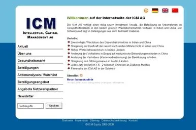 Bild: Neuer Internetauftritt der Intellectual Capital Management AG (ICM AG)