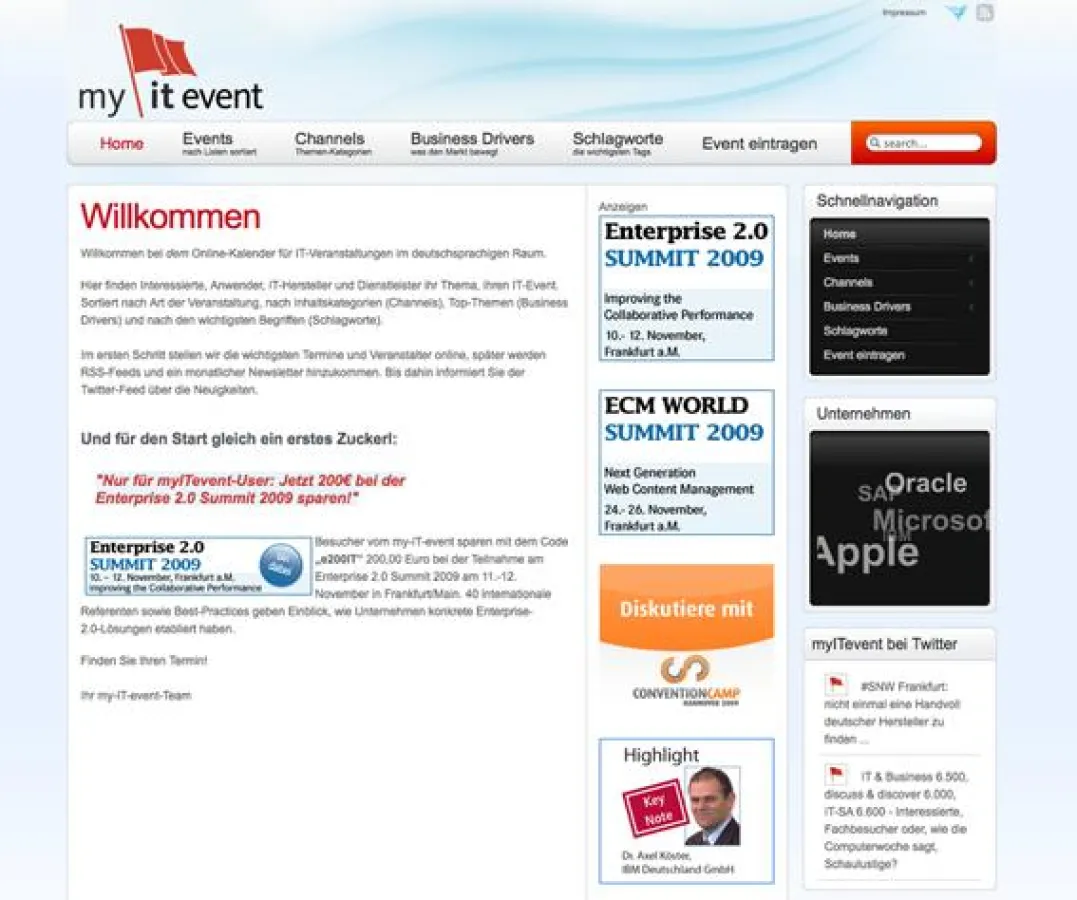 Übersichtlich und anwenderfreundlich präsentiert sich my-IT-event.