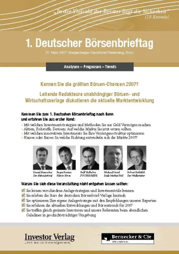 Bild: 1. Deutscher Börsenbrieftag, 31. März 2006, Petersberg, Bonn