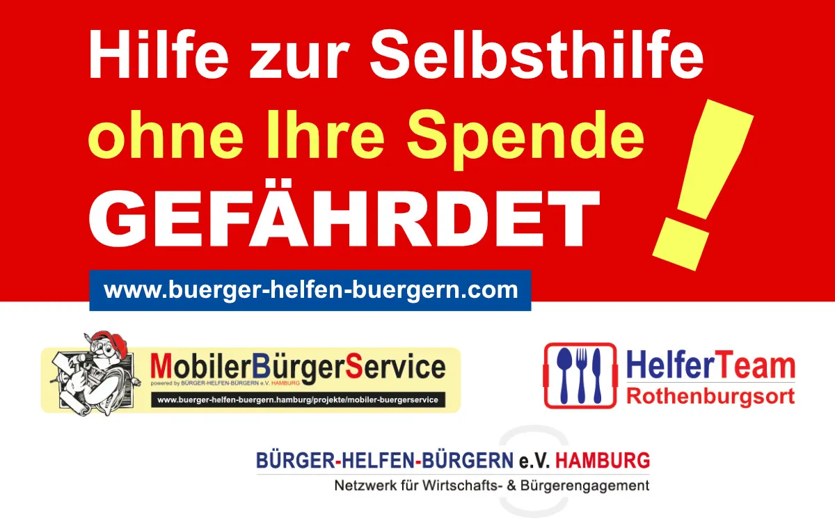 Bürger helfen Bürgern e.V. Hamburg benötigt finanzielle Hilfe für seine Lebensmittelausgabe (© Bürger helfen Bürgern e.V. Hamburg)