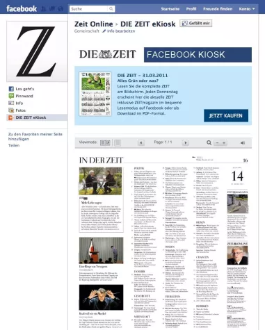 Bild: ZEIT ONLINE publiziert mit CopyClick von picturesafe auf Facebook