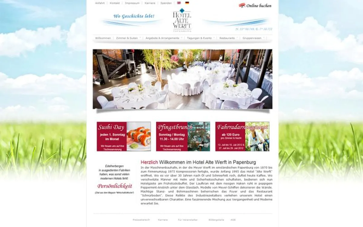 Internetseite des Hotel Alte Werft