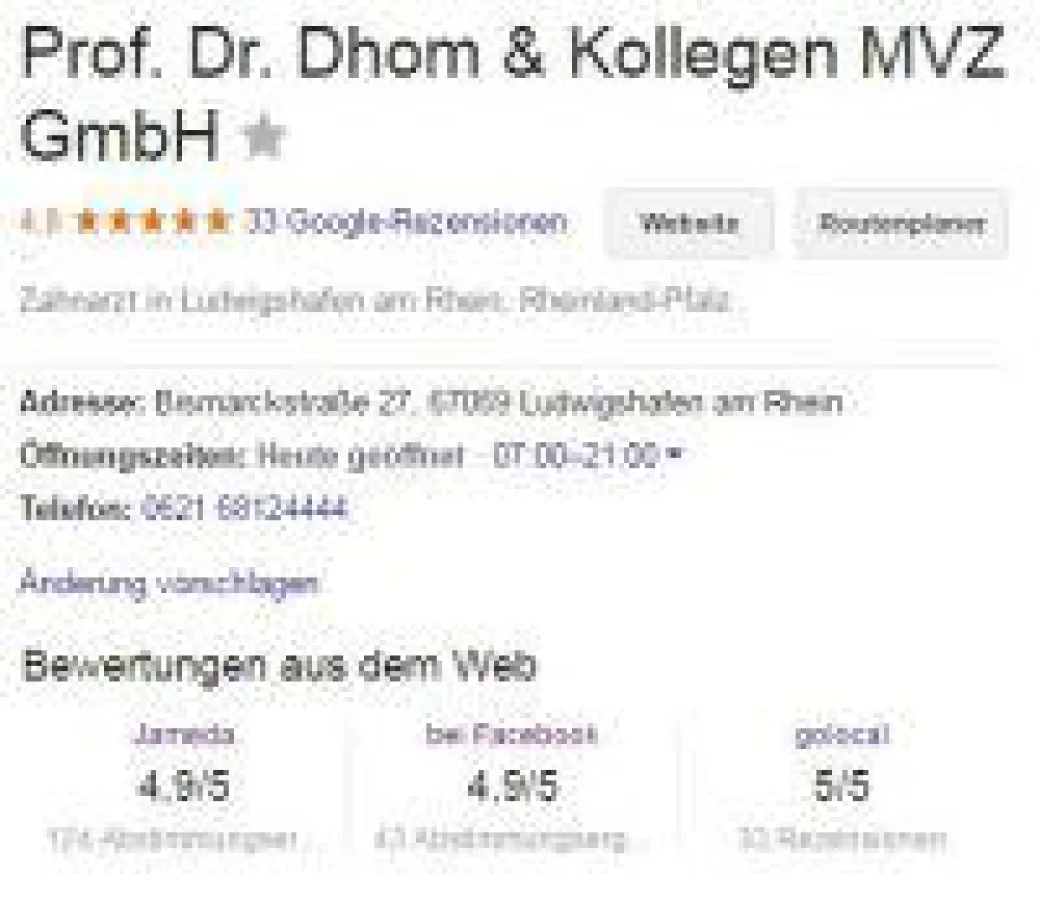 Prof. Dhom Bewertungen