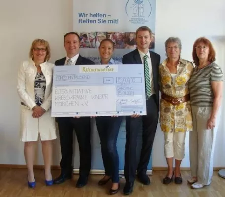 Bild: Spenden-Übergabe nach der 3. Benefiz-Aktion rund um den Business Campus