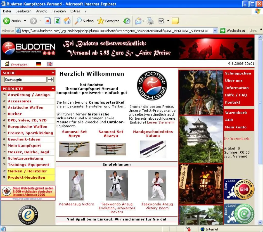 Budoten Kampfsport-Versand - Homepage