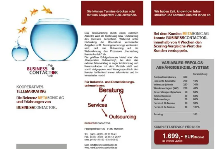 Bild: BusinessContactor: Unsere Referenz Metasonic AG und das Angebot zum Festpreis