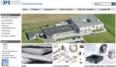 Bild: PI Ceramic mit neu gestalteter Website online