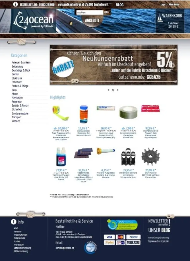 Webshop 24ocean powered by 24trade