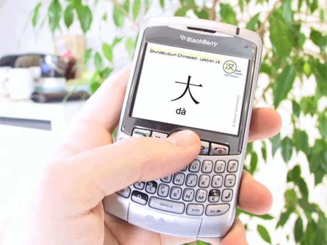 Digitale Chinesisch-Lernkarten auf einem Business-Handy