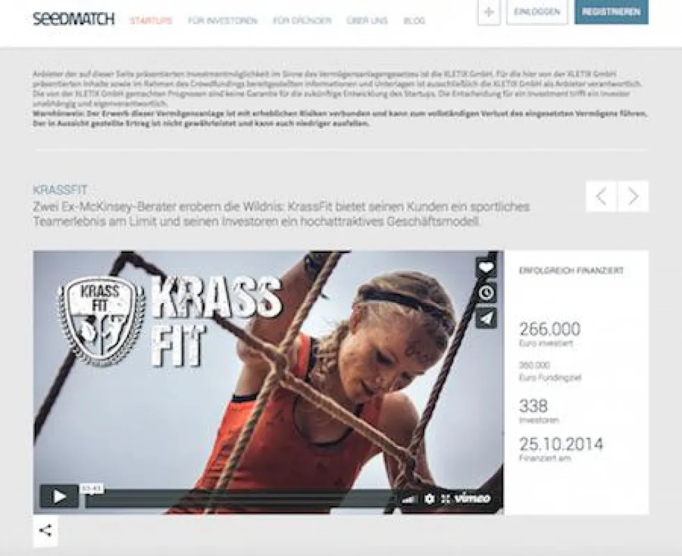 So warb das Startup damals um die Gunst der Investoren bei Seedmatch. Foto: Seedmatch