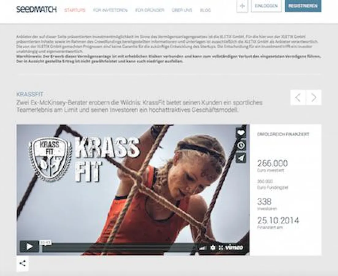 So warb das Startup damals um die Gunst der Investoren bei Seedmatch. Foto: Seedmatch