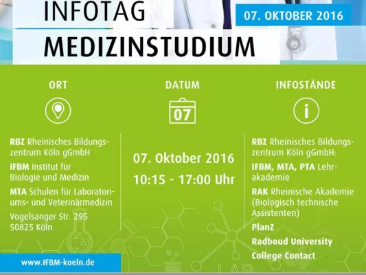 Bild: Wartezeit, Bewerbung, Vorbereitung aufs Medizinstudium im In- und Ausland: Infotag am 07.10.2016 am IFBM Köln