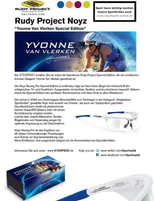 Bild: Rudy Project widmet der zweifachen Ironman-Siegerin Yvonne van Vlerken eine Sportbrille