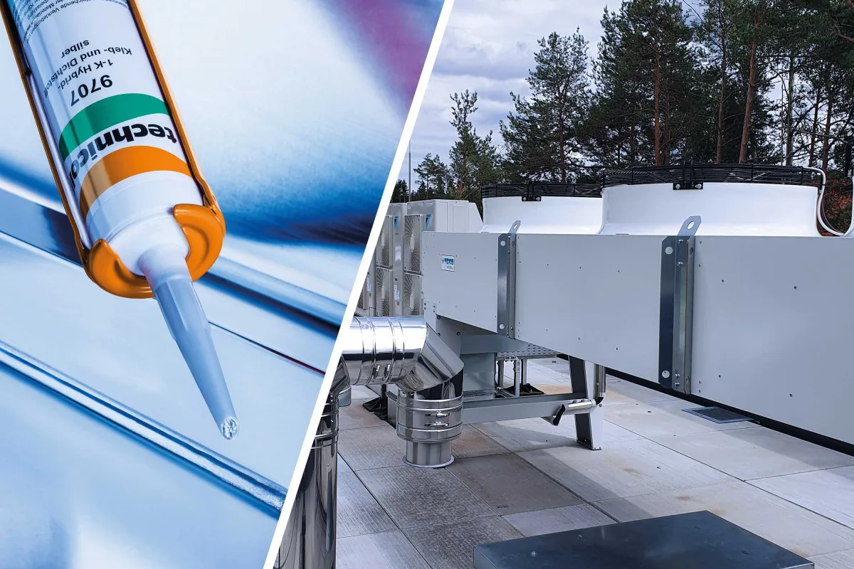 Flexibel. Dämpfend. Wasserabweisend. Optisch schön. Der Hochleistungsklebstoff technicoll® 9707 RLT. (© RUDERER Klebetechnik GmbH)