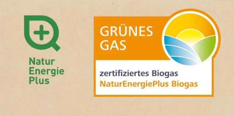 Gütesiegel „Grünes Gas“ für „NaturEnergiePlus Biogas“ Bild: Gütesiegel „Grünes Gas“ für „NaturEnergiePlus Biogas“