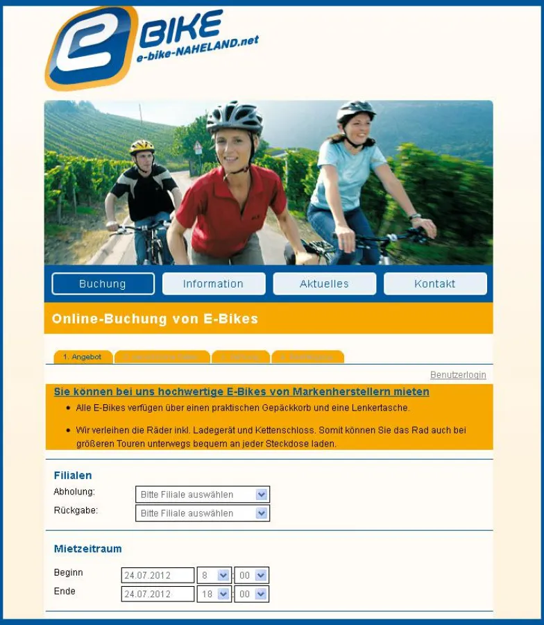 Online E-Bikes ausleihen und das Naheland erkunden