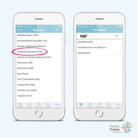 Tarifgemeinschaft TON setzt auf HandyTicket Deutschland Bild: Tarifgemeinschaft TON setzt auf HandyTicket Deutschland