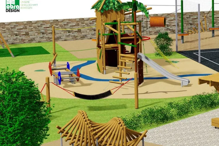 Bild: Hochwertige Spielplatzgeräte aus Holz für sichere und kreative Spielflächen