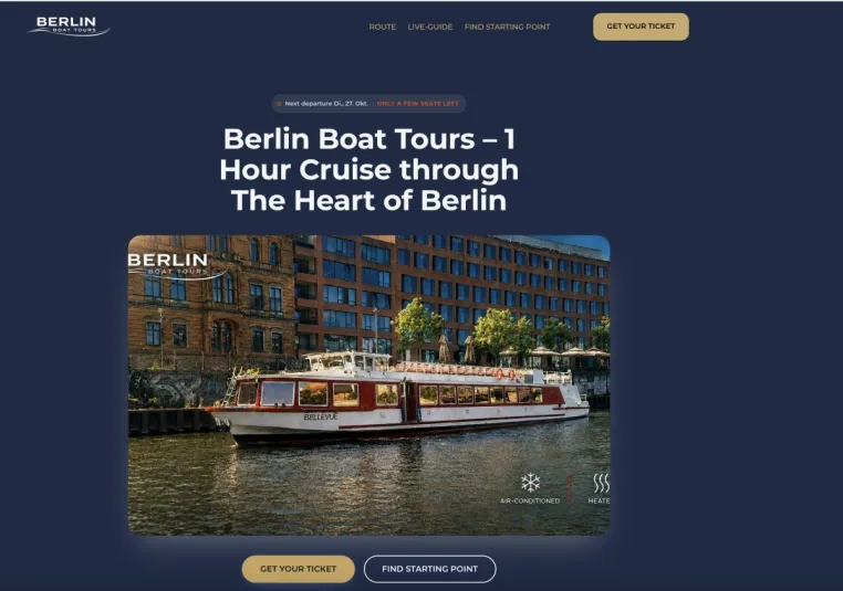 Bild: Berlin Boat Tours stellt neue Webseite für Bootstour Berlin mit Live-Guide am Berliner Dom vor