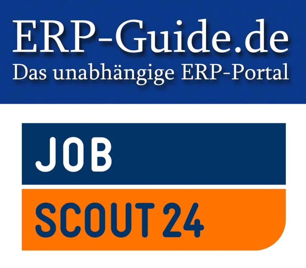 Die Logos von ERP-Guide.de und der JobScout24 GmbH