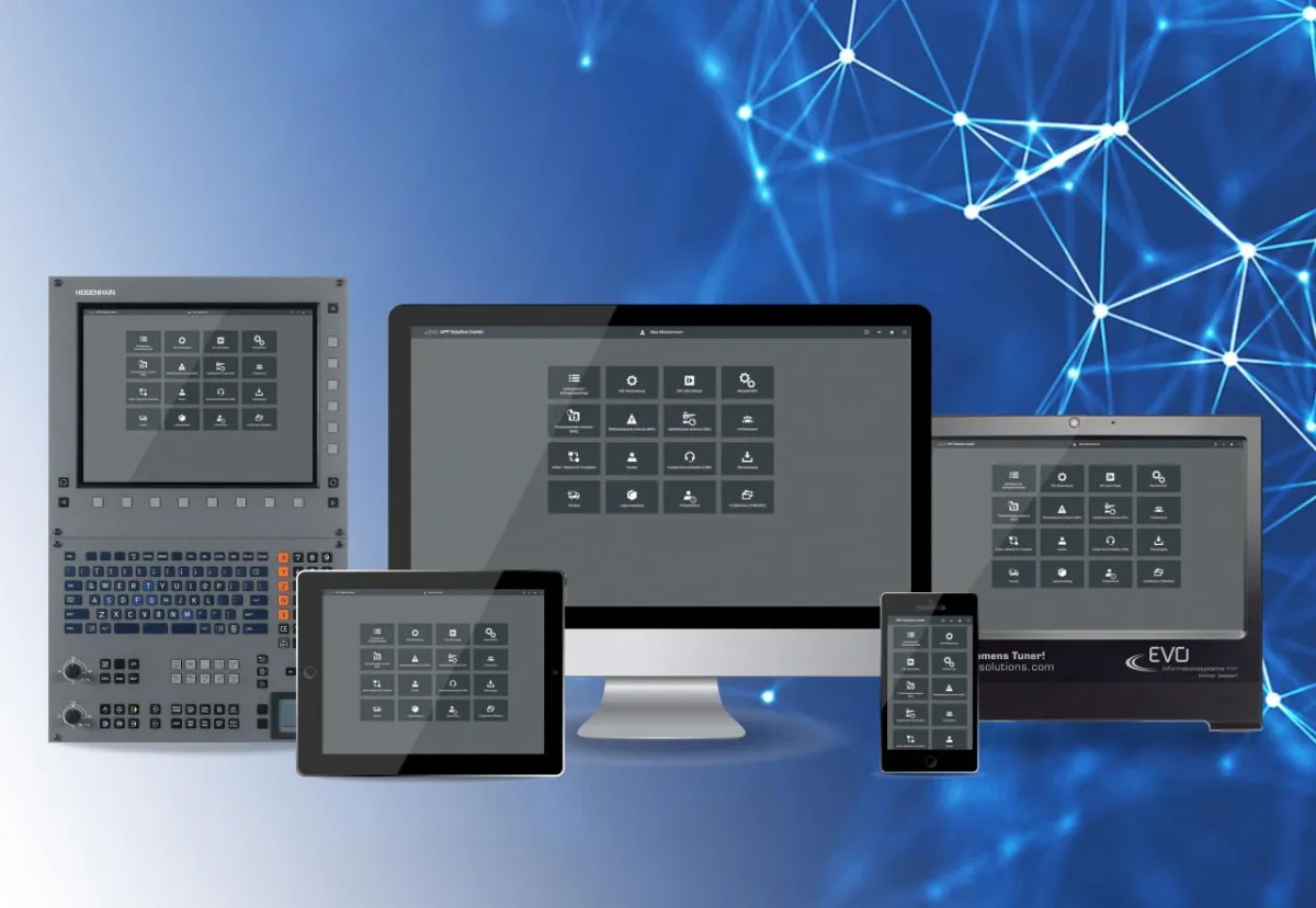 „EVO App Solution Center“ auf beliebigen Endgeräten in Büro, Produktion und Logistik