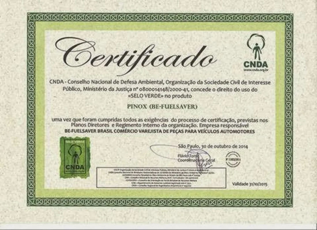 Zertifikat CNDA - (Conselho Nacional de Defesa Ambiental)
