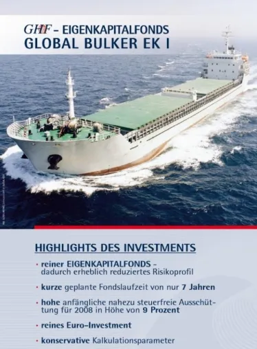 Bild: Schiffsbeteiligung Eigenkapitalfonds Global Bulker EK I - innovativ und auf den Nutzen der Anleger optimiert