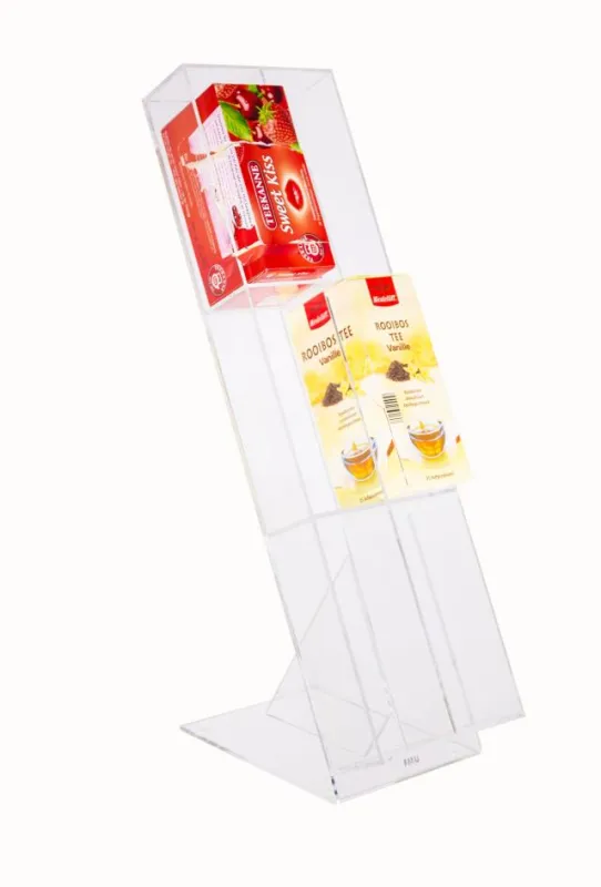 Teeaufsteller Georg: Das hochwertige Präsentations-Display aus Acryl für sechs Teepackungen.