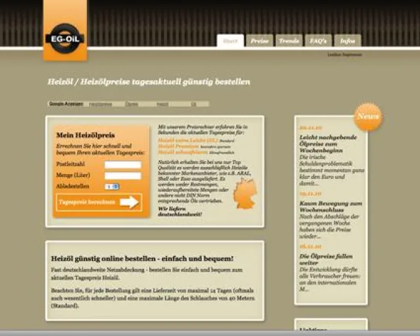 Bild: Webdesign „made by Sherpatec“: Das neue Heizölportal EG-OIL überzeugt die User