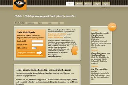 Webdesign „made by Sherpatec“: Das neue Heizölportal EG-OIL überzeugt die User Bild: Webdesign „made by Sherpatec“: Das neue Heizölportal EG-OIL überzeugt die User