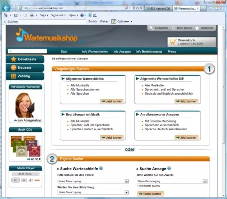 Bild: Wartemusikshop mit neuer Website