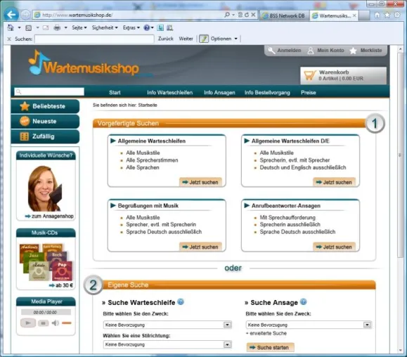 Wartemusikshop mit neuer Website Bild: Wartemusikshop mit neuer Website