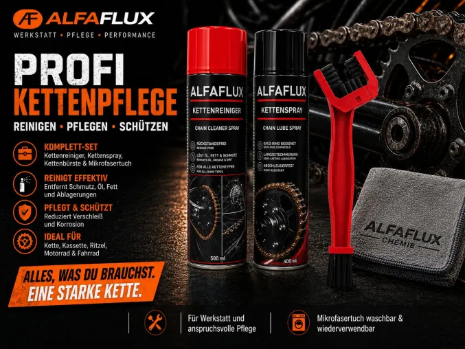 ALFAFLUX erweitert Sortiment für professionelle Motorrad-Kettenpflege Bild: ALFAFLUX erweitert Sortiment für professionelle Motorrad-Kettenpflege