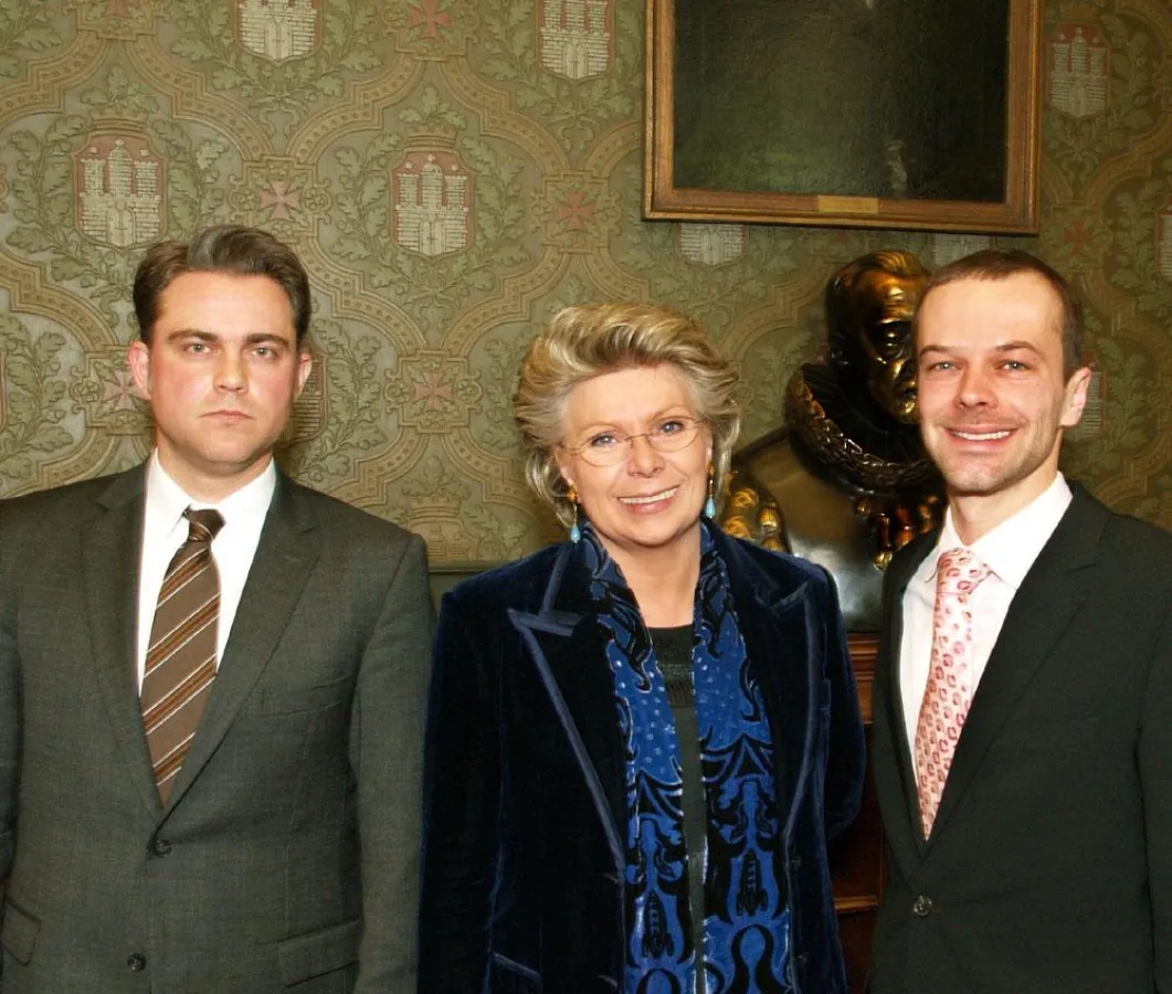 v.l.: Carsten Fichtelmann, Viviane Reding, Achim Quinke