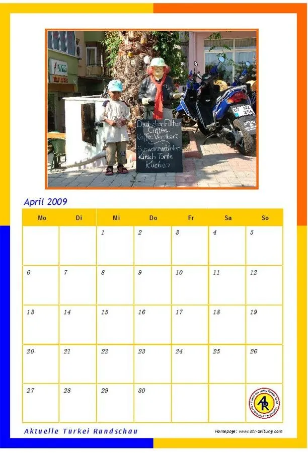 Türkei - Kalender 2009 - kostenloser Service der Aktuellen Türkei Rundschau