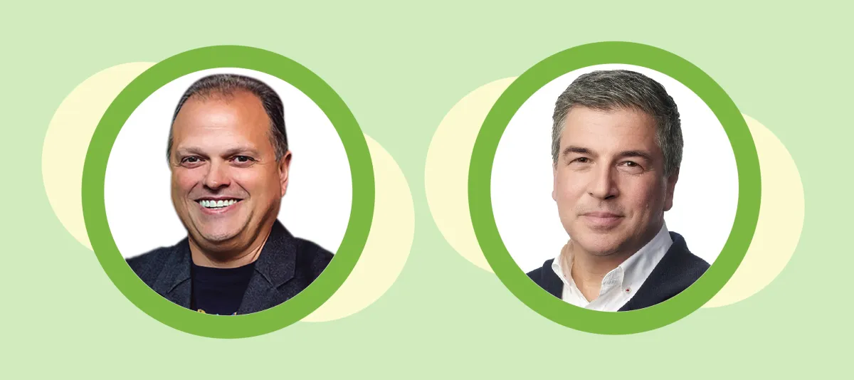 Der scheidende CEO von Unit4, Mike Ettling und der neue CEO von Unit4, Simon Paris (r.) (© Unit4)
