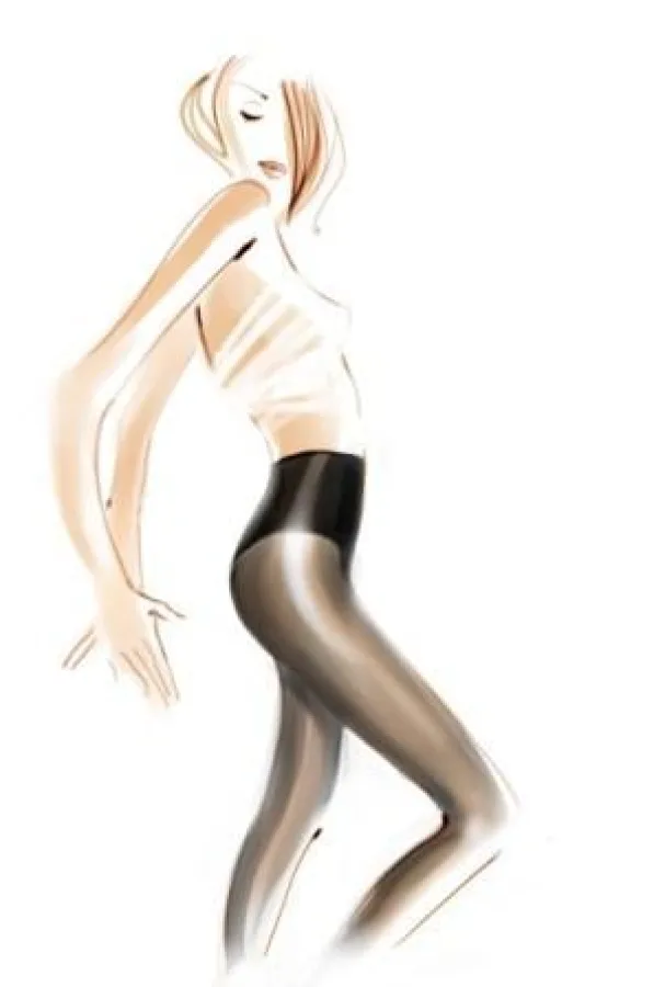 Falke Shapes Control Top 20 modelliert in moderner Slipform die Hüften und bewirkt eine Straffung des Bauchs, ohne einzuengen, durch die Faser LYCRA®