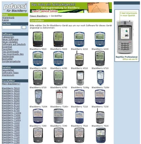 Bild: Pdassi für BlackBerry - neues Portal für mobile Software