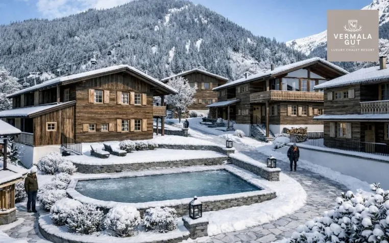 Bild: Das Vermala Gut entsteht im Montafon – neues Chaletdorf eröffnet im Dezember 2026