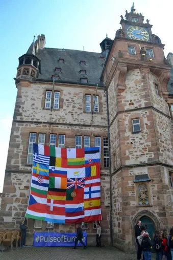 Bild: Deutsches Eck wird Europäisches Eck - Koblenz am 13. Dezember