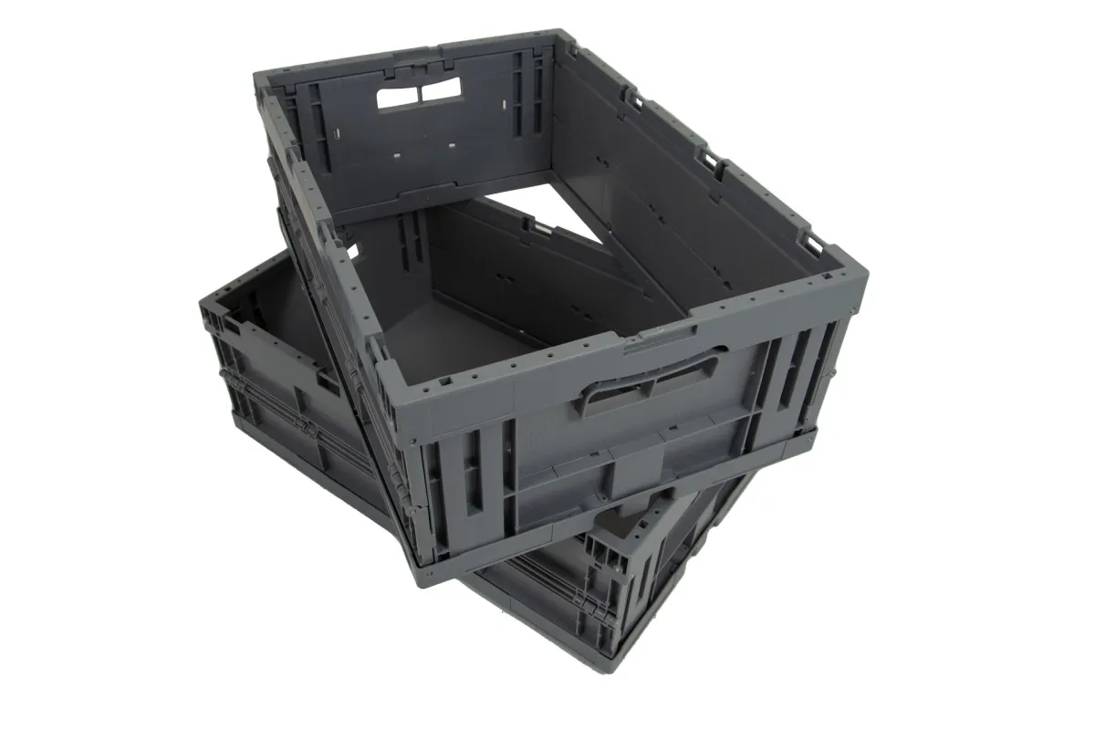 Die faltbaren und in der Höhe variablen Mehrweg-Kunststoffboxen G-4622 und G-6433 von Gamma-Wopla (© Gamma-Wopla)