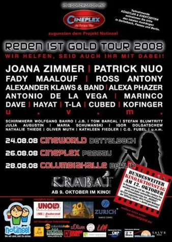 Bild: Die „Reden ist Gold Tour 2008“ unterstützt das Projekt Notinsel der Stiftung Hänsel+Gretel