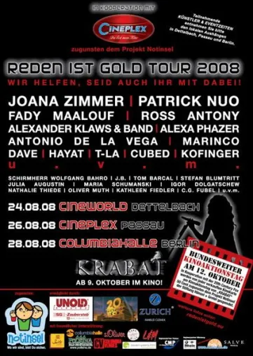 Die „Reden ist Gold Tour 2008“ unterstützt das Projekt Notinsel der Stiftung Hänsel+Gretel Bild: Die „Reden ist Gold Tour 2008“ unterstützt das Projekt Notinsel der Stiftung Hänsel+Gretel